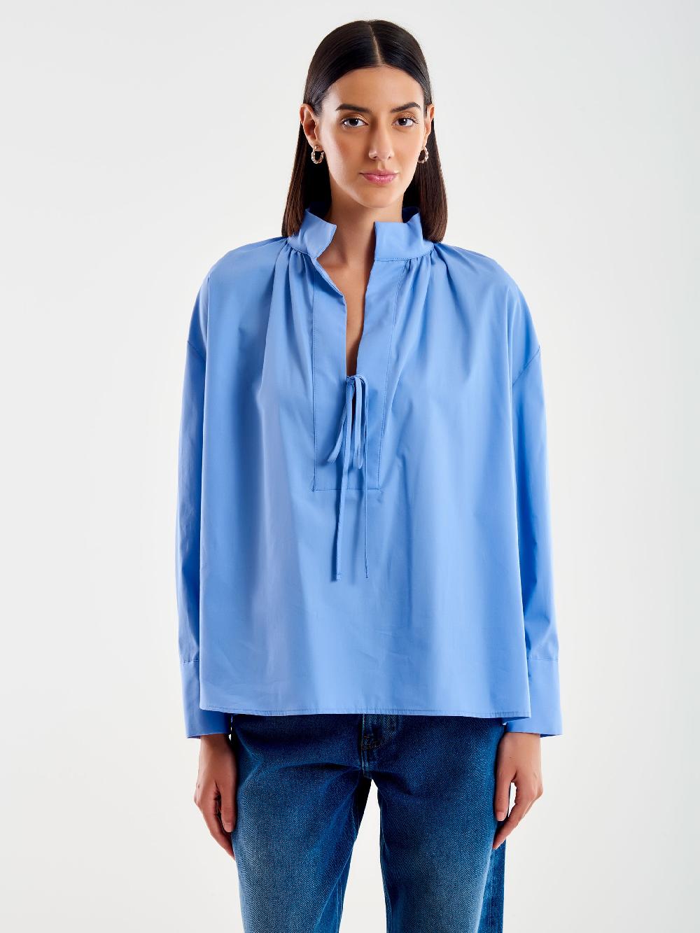 Vicolo Camicia Scollo Profondo e Laccetto Azzurro Super sconto