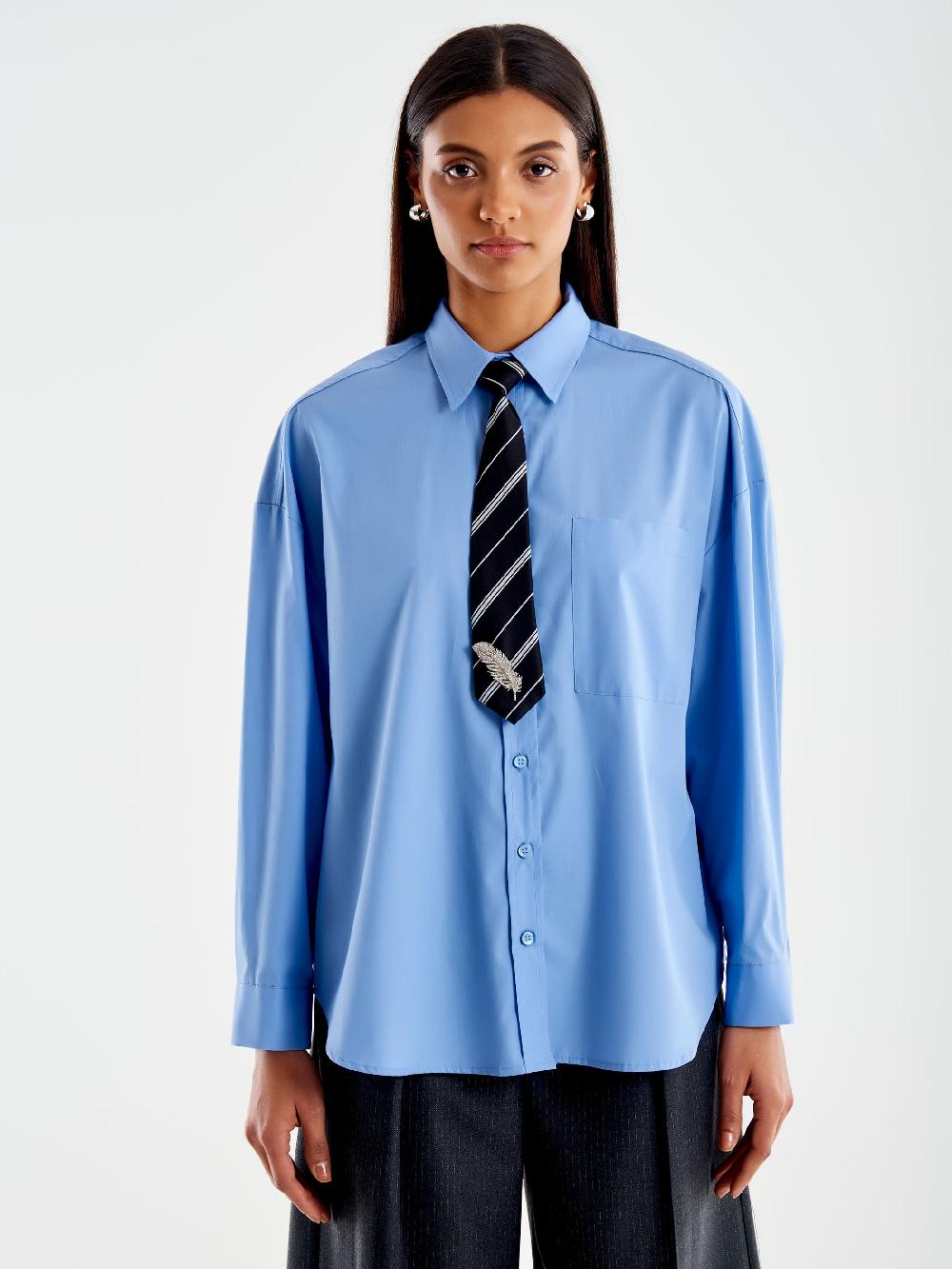 Vicolo Camicia con Cravatta a Righe Azzurro Enormi sconti