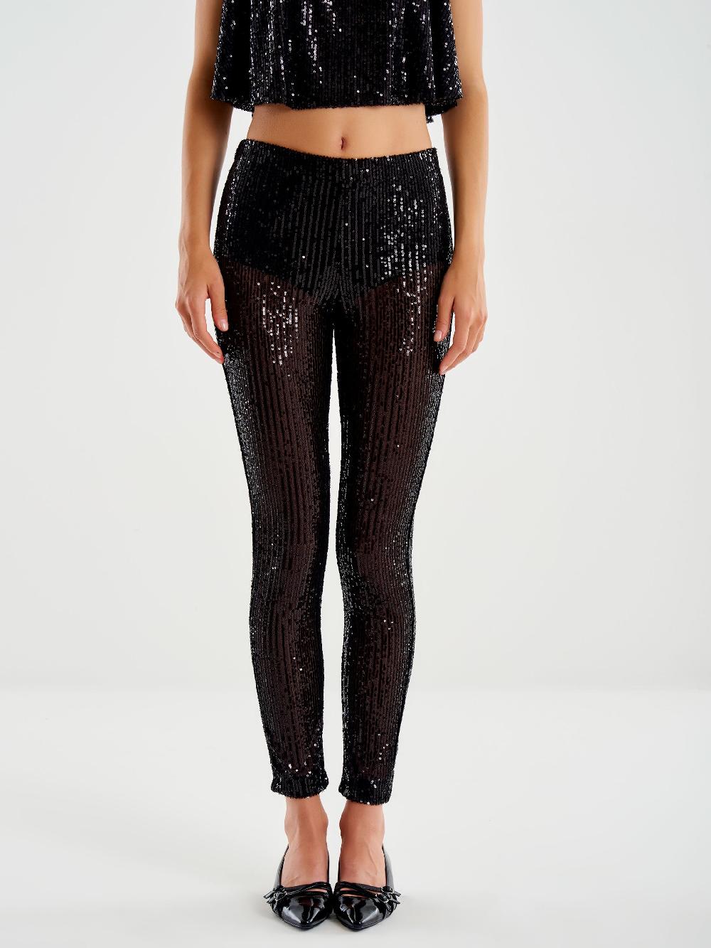 Vicolo Leggings in Paillettes Nero Duty-free