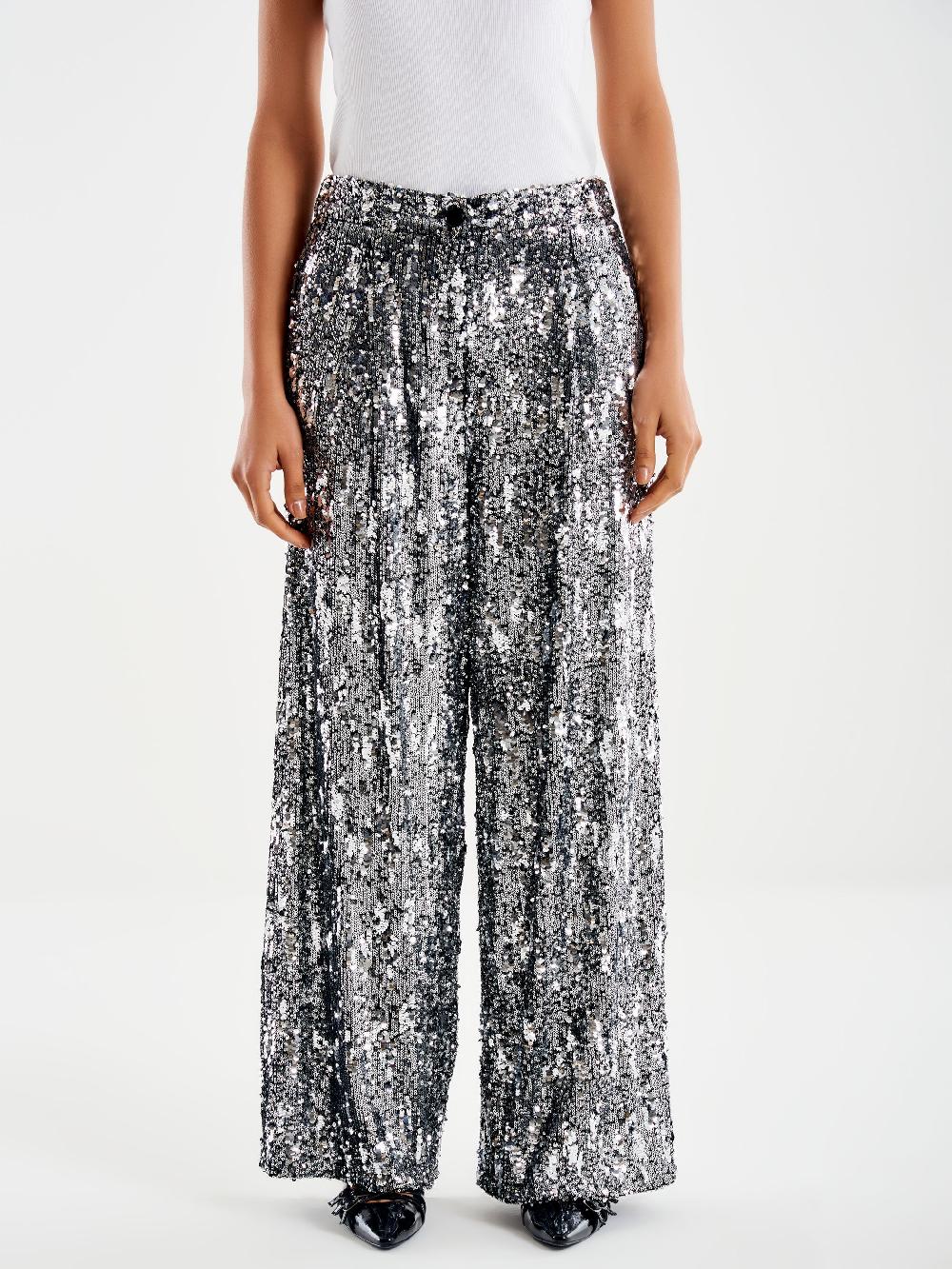 Vicolo Pantalone Ampio Paillettes Grigio 50% di sconto per tempo limitato