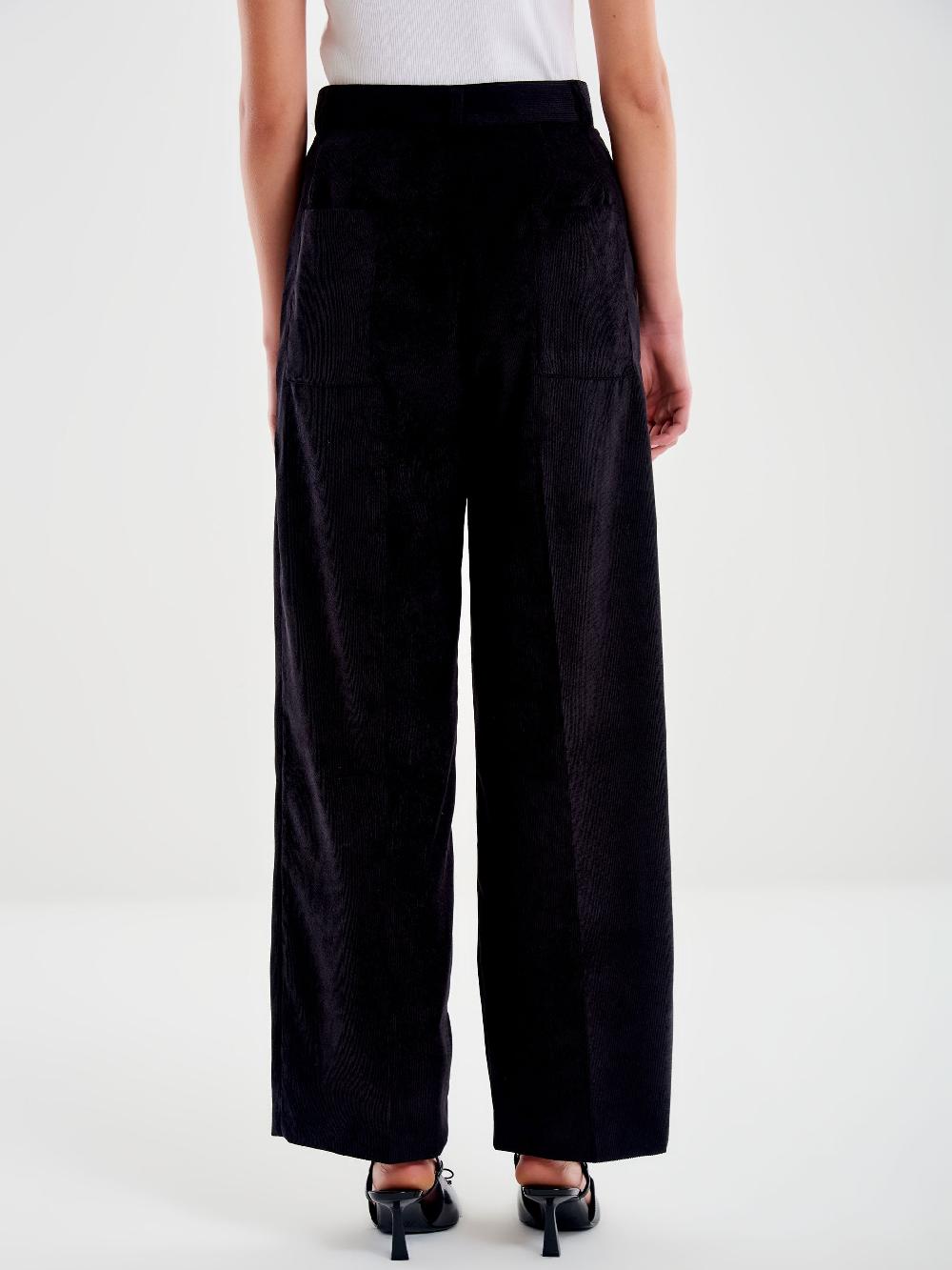 Vicolo Pantalone in Velluto a Coste Nero In Linea