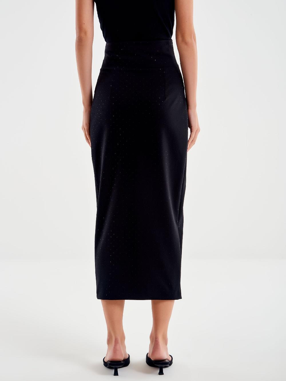 Vicolo Gonna Midi con Zip a Vista Nero Fino Al -60%