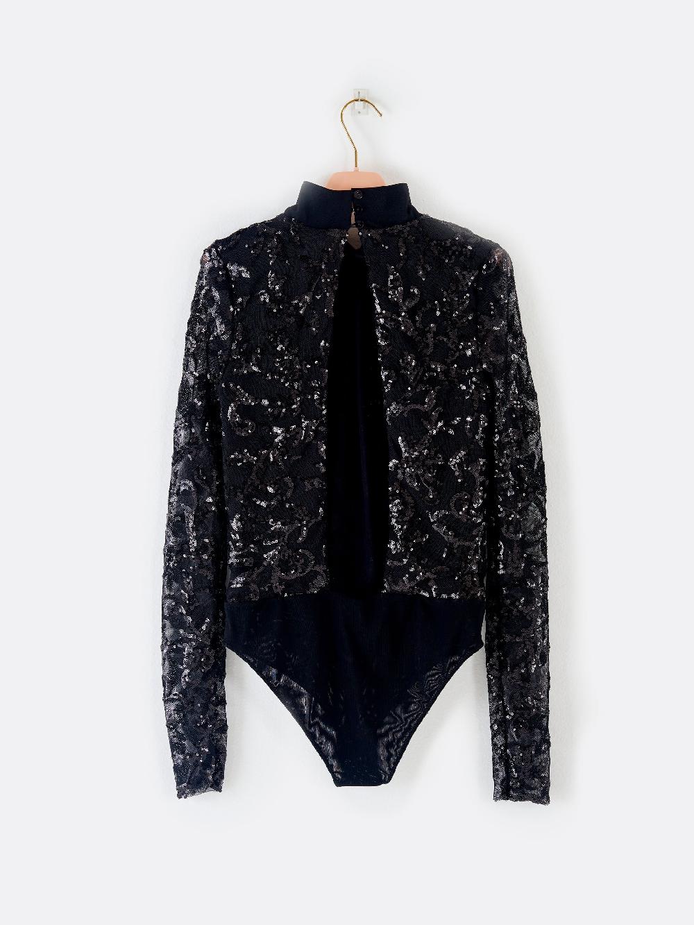 Vicolo Body Pizzo e Paillettes Nero Sconto