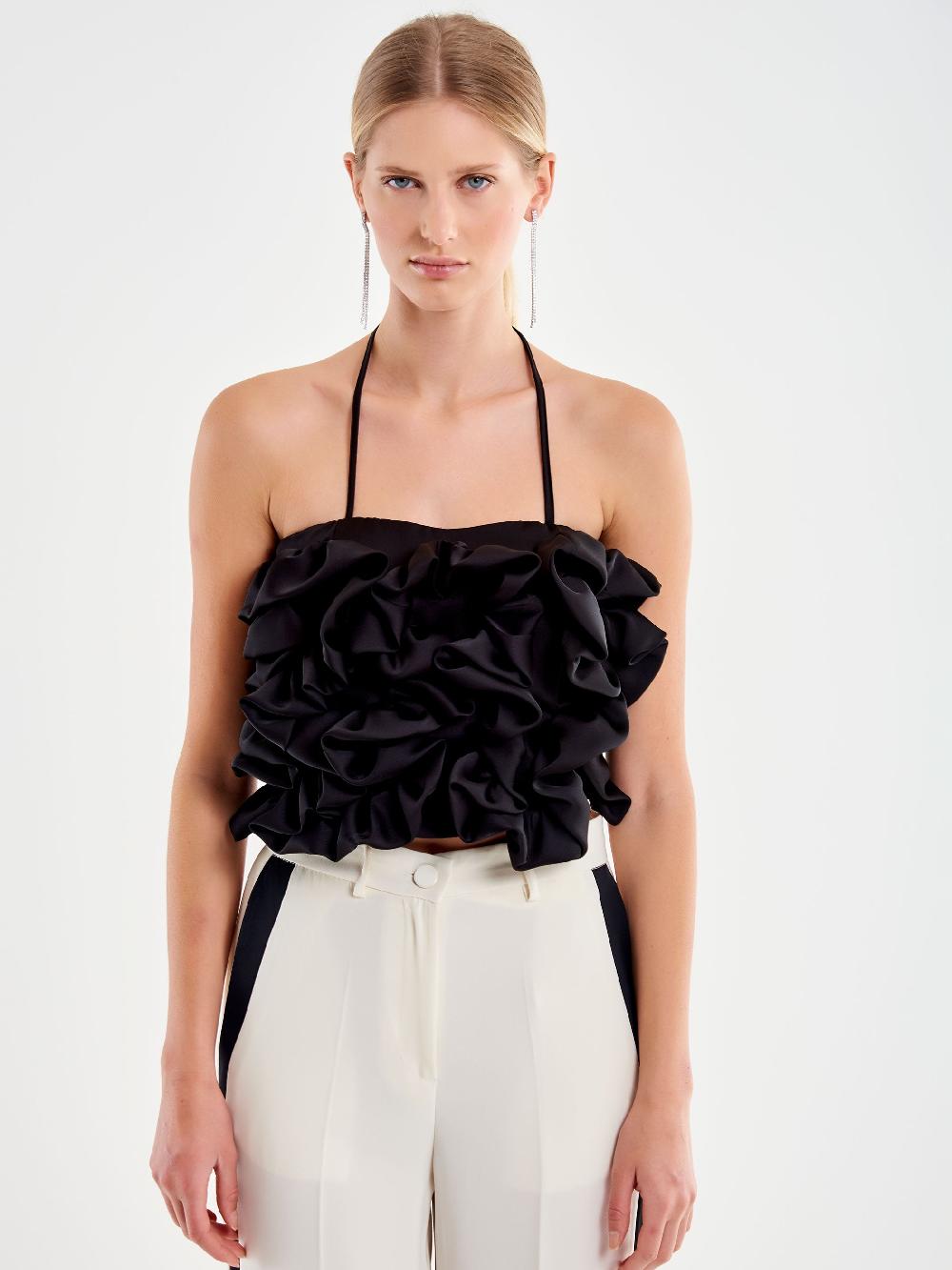 Vicolo Top Con Rouches Nero Economico