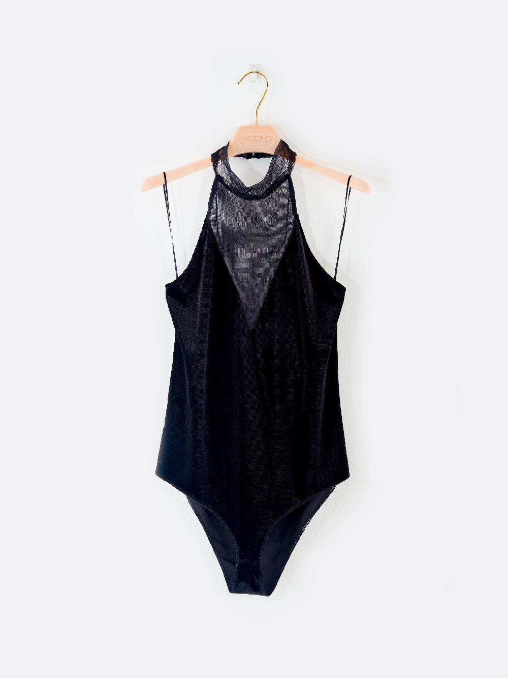 Vicolo Body in Tulle e Velluto Nero In Vendita