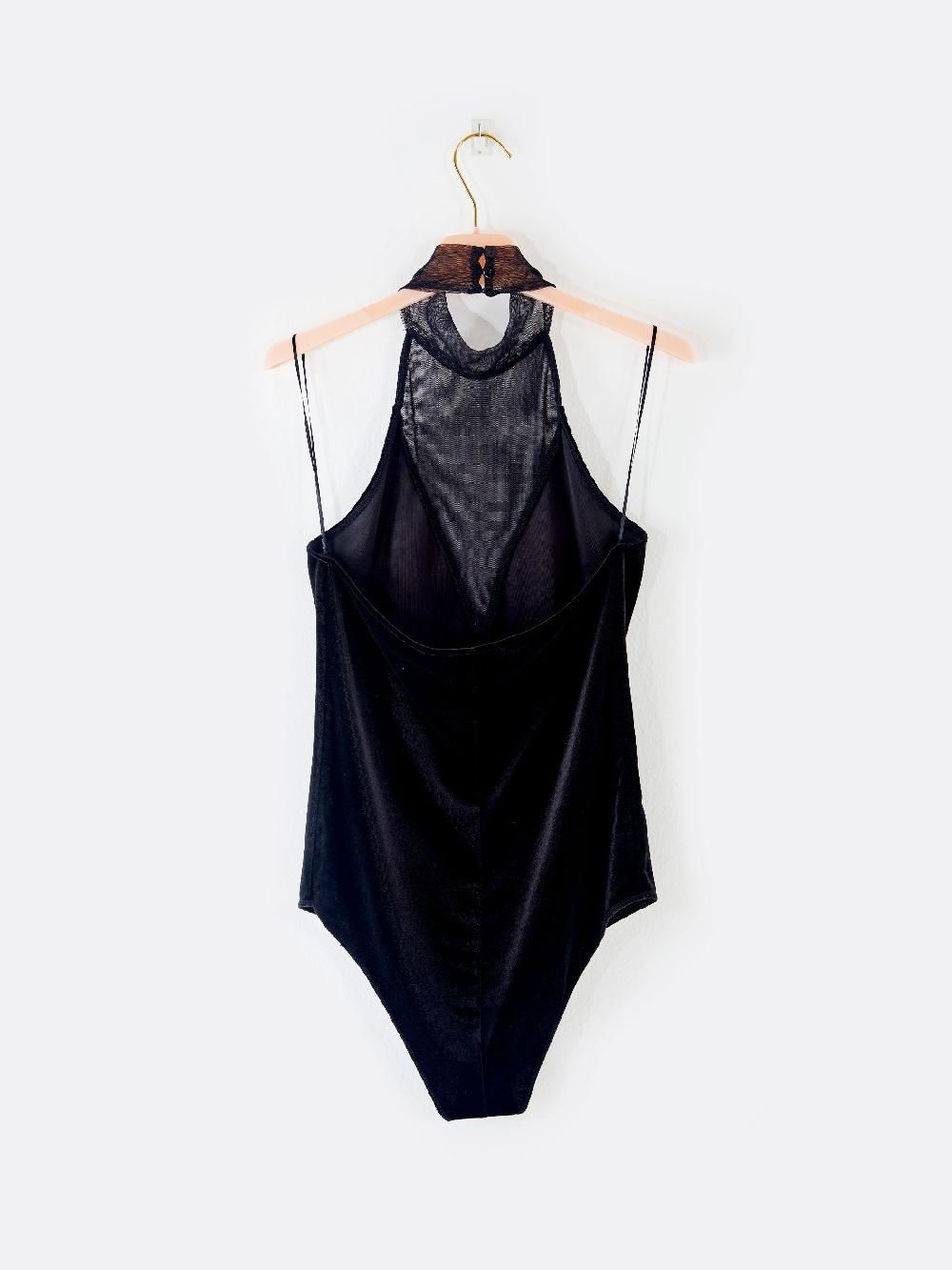 Vicolo Body in Tulle e Velluto Nero In Vendita