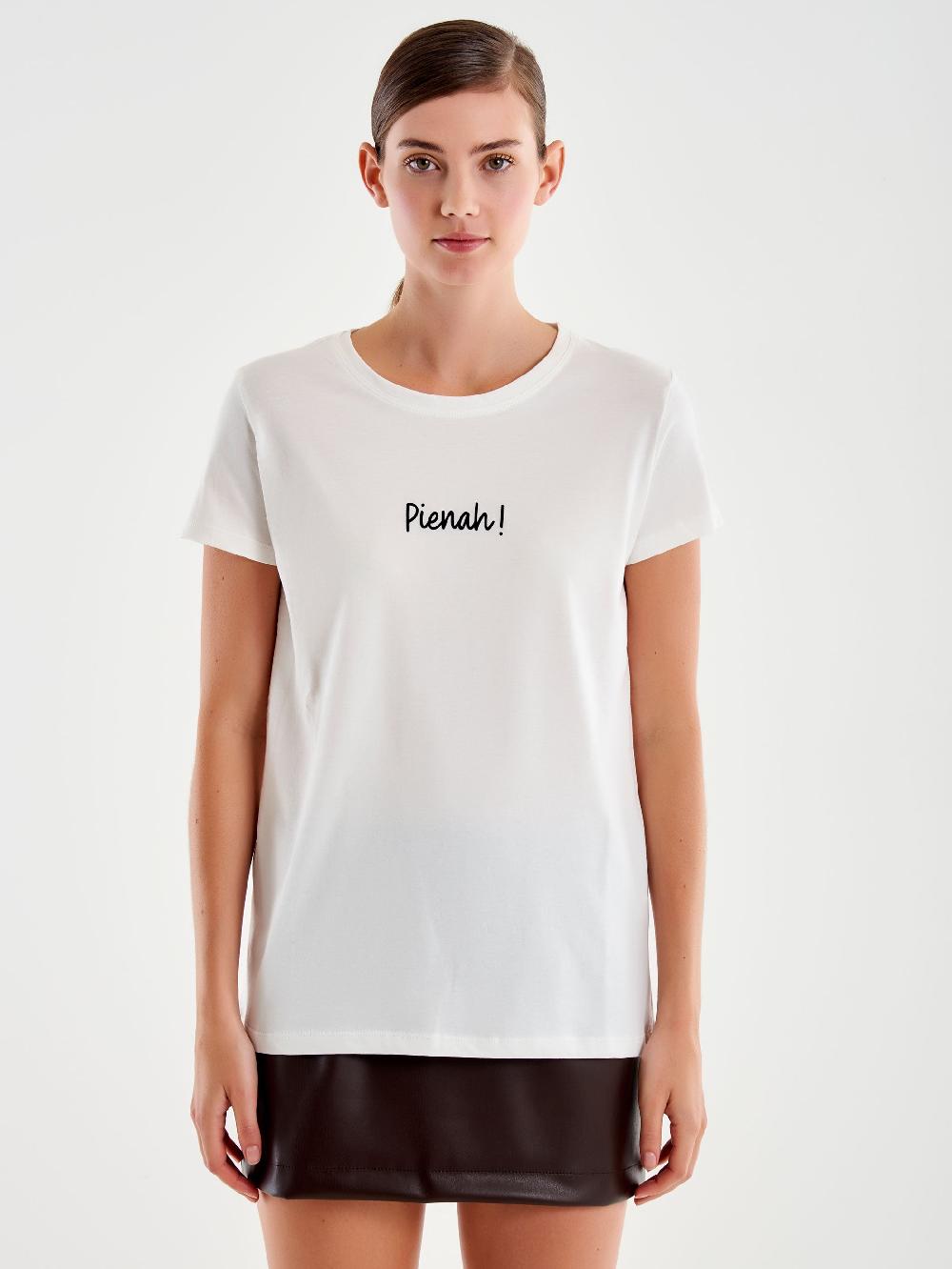 Vicolo T- Shirt Ricamo "pienah" Bianco Saldi Di Fabbrica