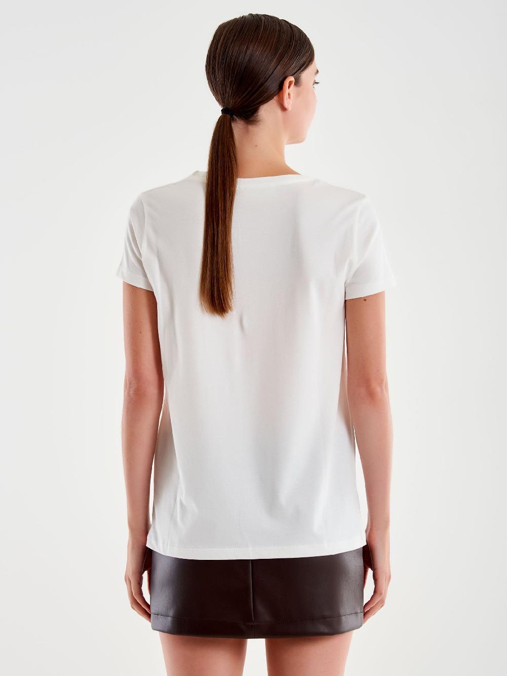 Vicolo T- Shirt Ricamo "pienah" Bianco Saldi Di Fabbrica