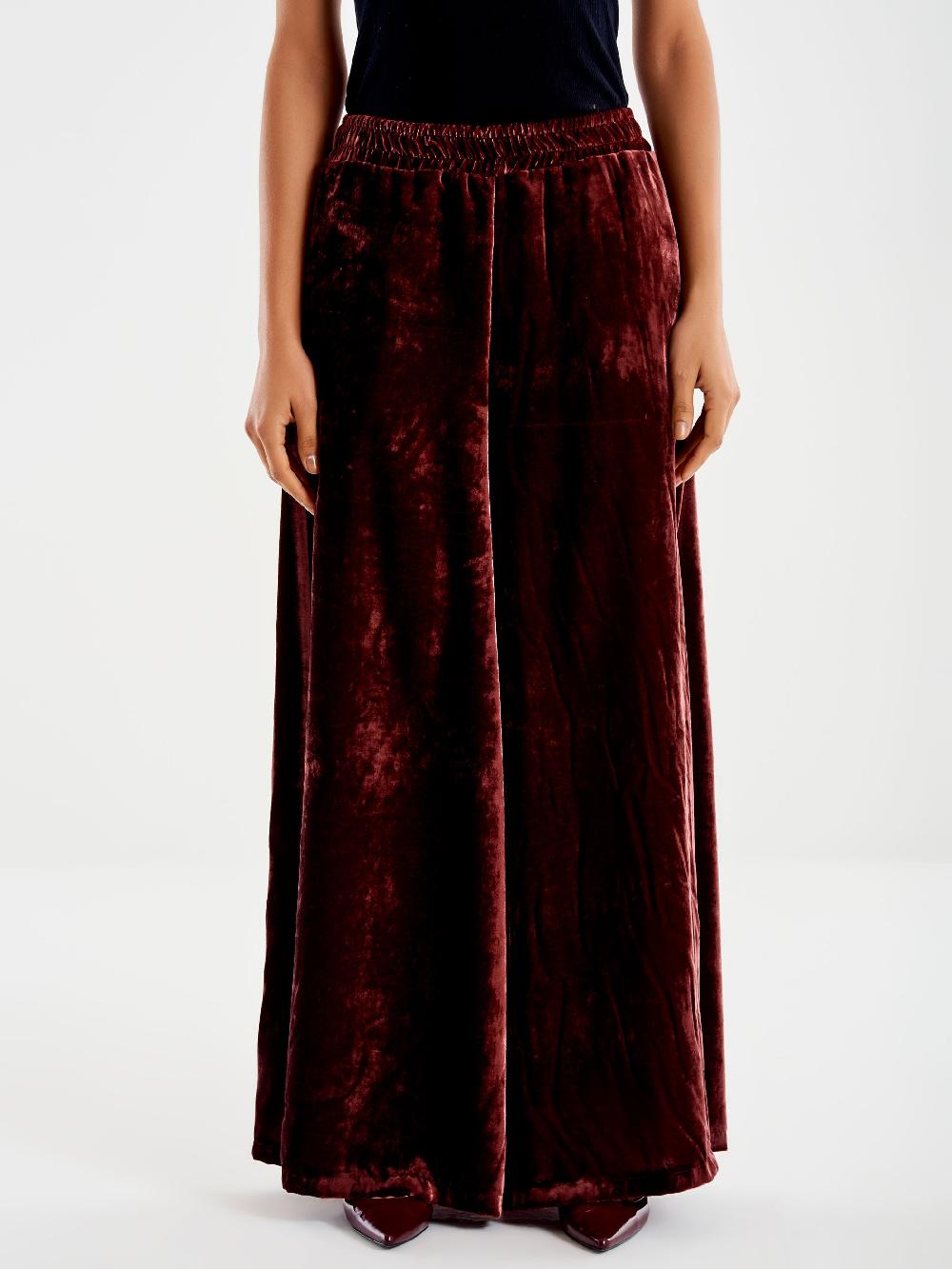 Vicolo Pantalone In Velluto con Elastico Bordeaux In Saldo