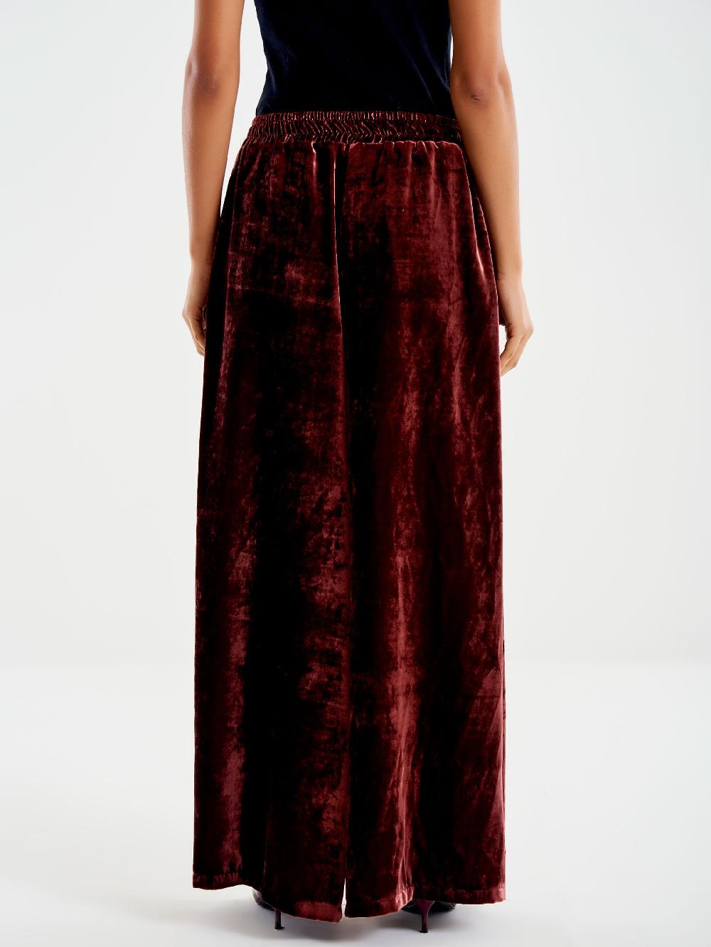 Vicolo Pantalone In Velluto con Elastico Bordeaux In Saldo
