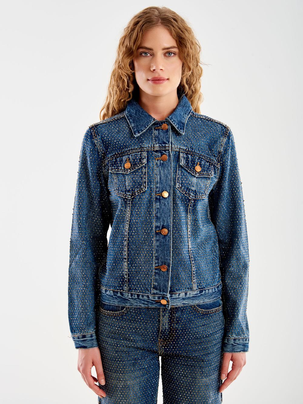 Vicolo Giacca Jeans e Strass Blu Enormi sconti