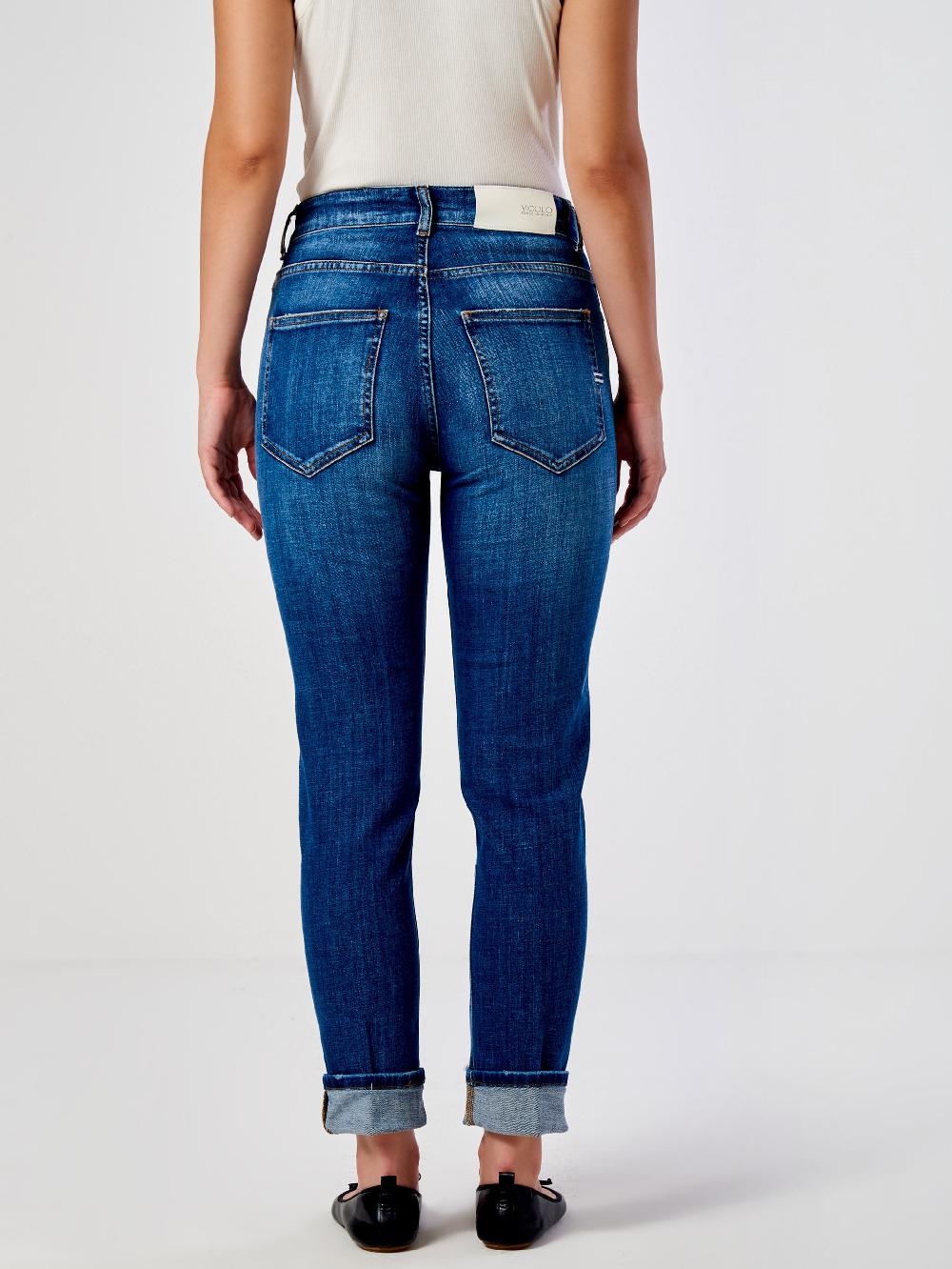Vicolo Jeans Icon Daisy con Risvolto Blu Qualità