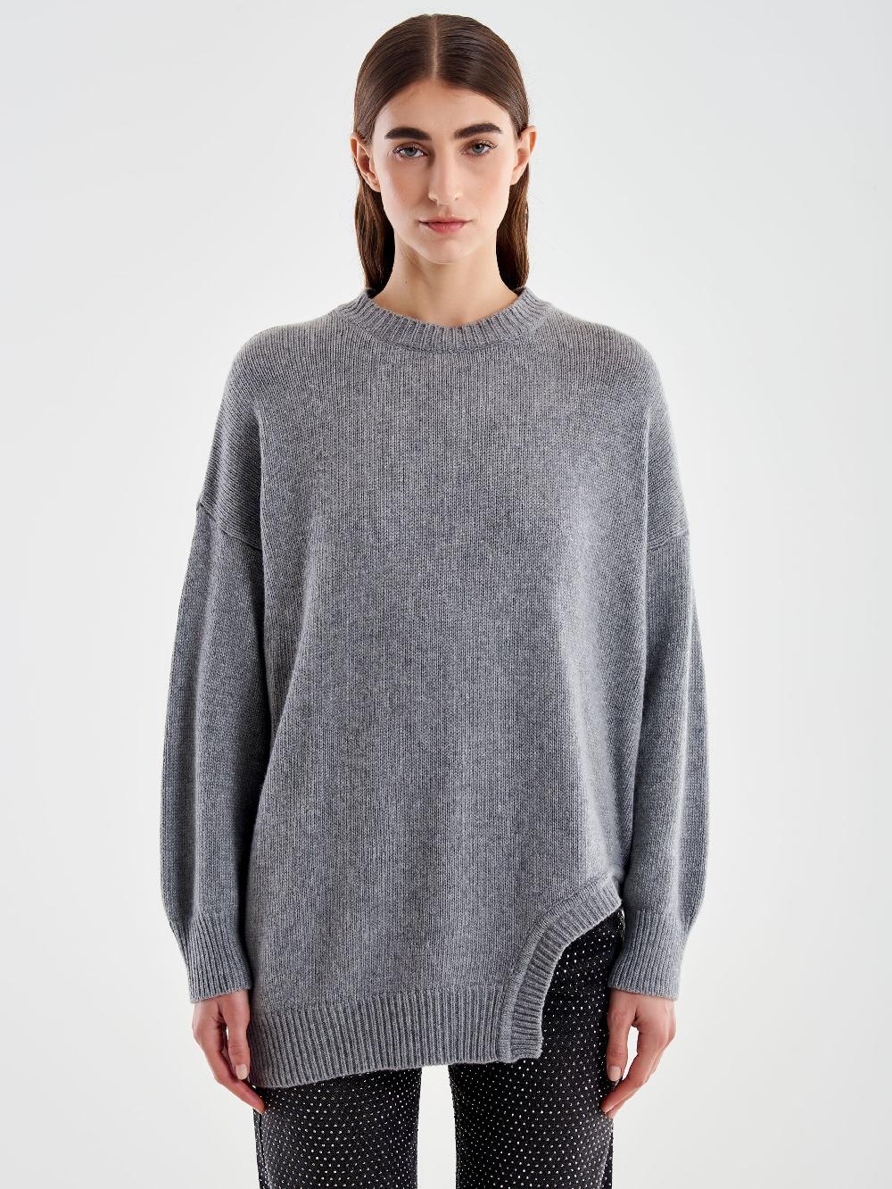Vicolo Pull Girocollo Cut Out Grigio Affare Del Giorno