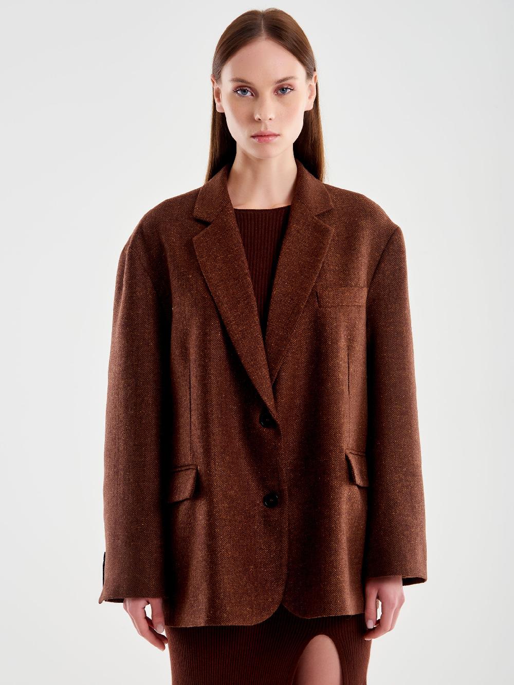 Vicolo Giacca Misto Lana Oversized Spinata Moro Novità