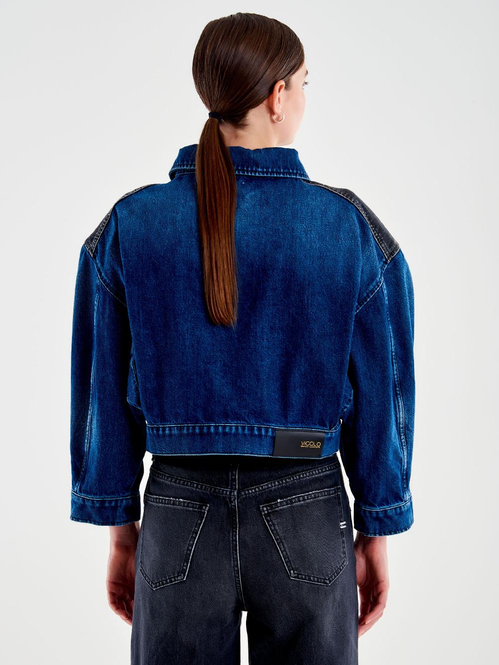 Vicolo Giubbotto In Denim Doppio Colore Blu Saldi