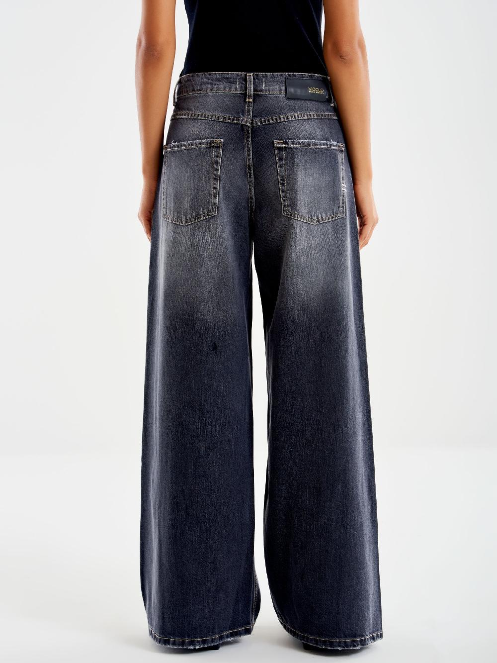 Vicolo Jeans Margaret Ampio Nero Vendita Economica
