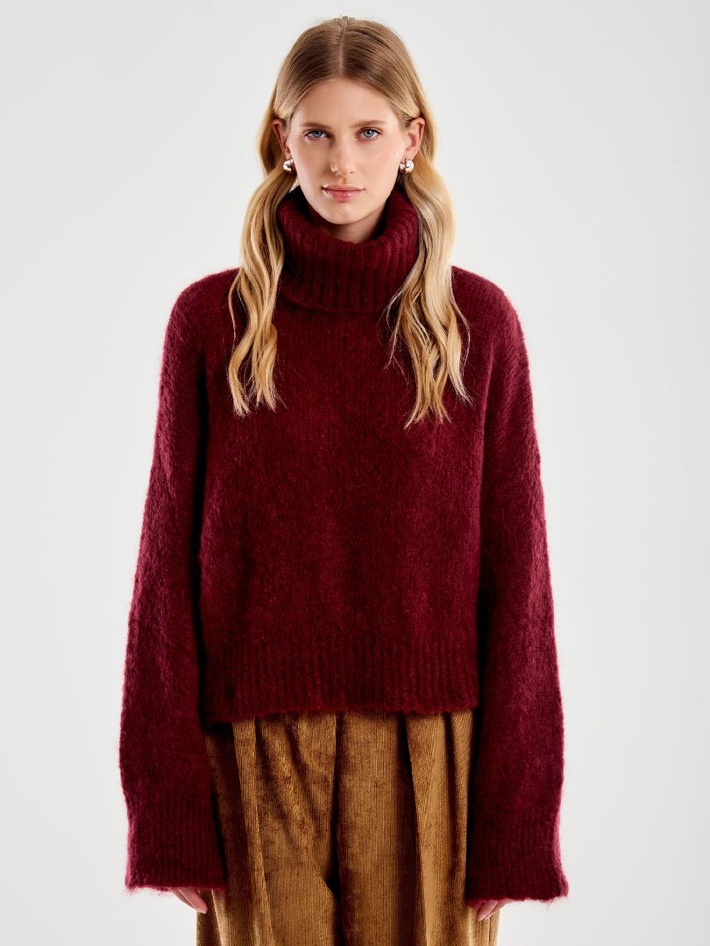 Vicolo Dolcevita Cropped Boxy Bordeaux Flash Sale