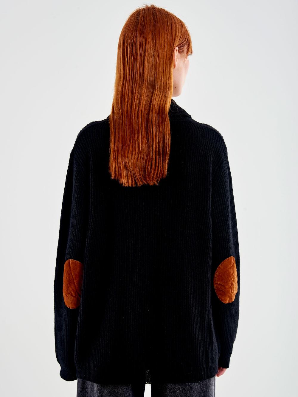 Vicolo Cardigan con Toppe Nero Offerta per la Festa della Mamma