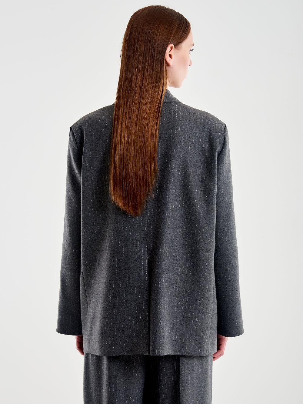 Vicolo Blazer Gessato con Banda Laterale Grigio Smaltimento dello stoccaggio