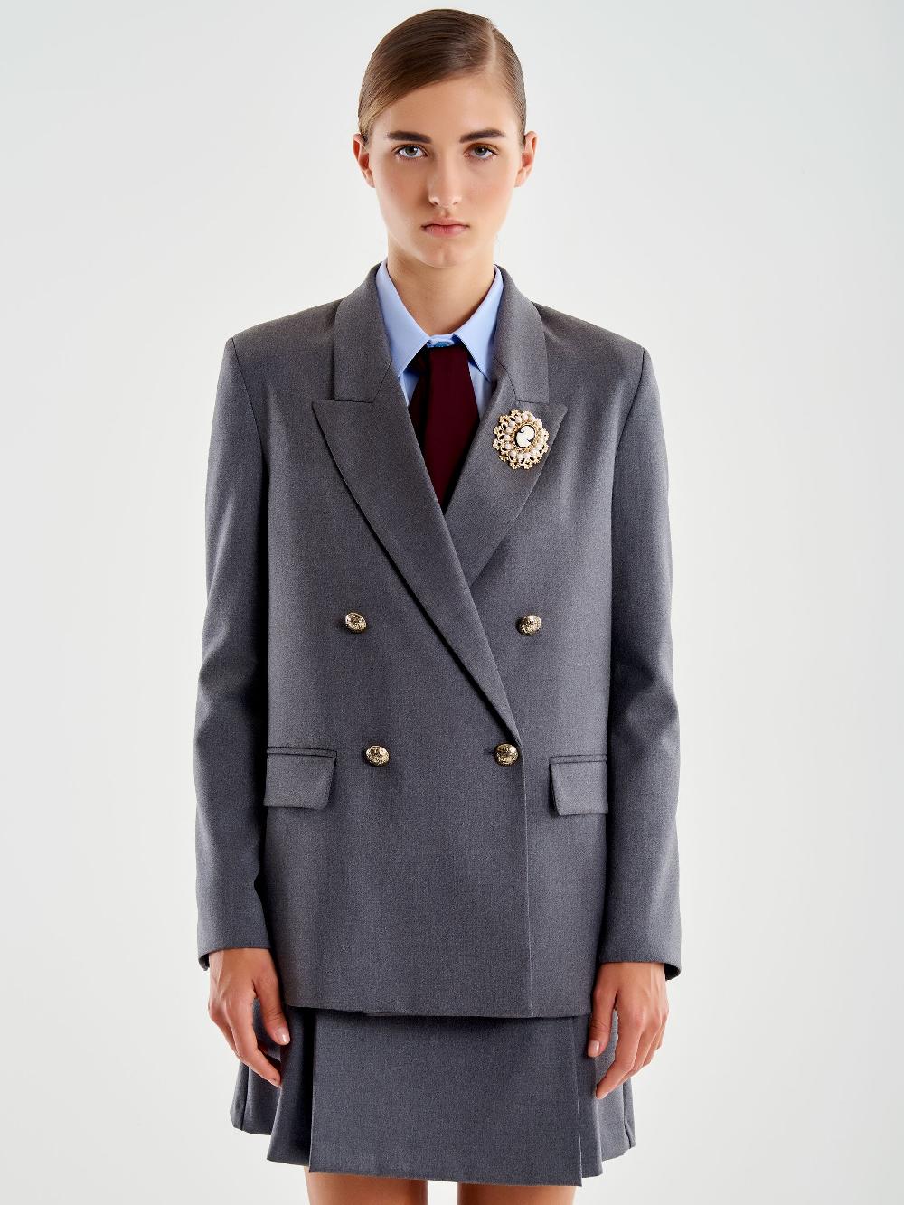 Vicolo Blazer Con Spilla Grigio Offerta migliore