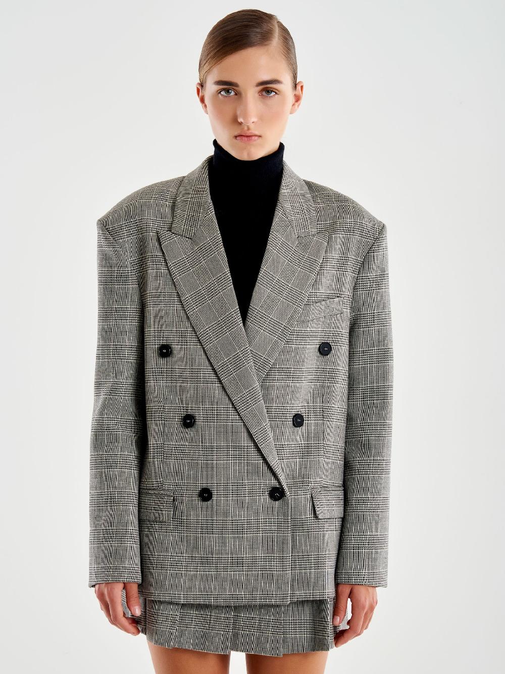 Vicolo Blazer Over Doppiopetto Principe di Galles Grigio Latest fashion
