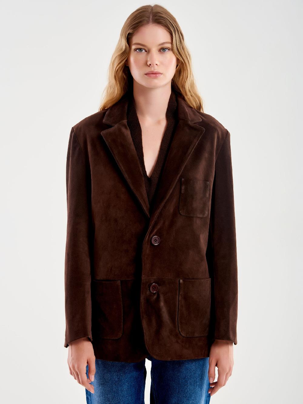 Vicolo Giacca Over in Pelle Marrone Lightning offer