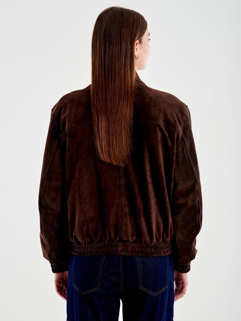 Vicolo Bomber in Pelle Scamosciato Marrone Offerte stagionali