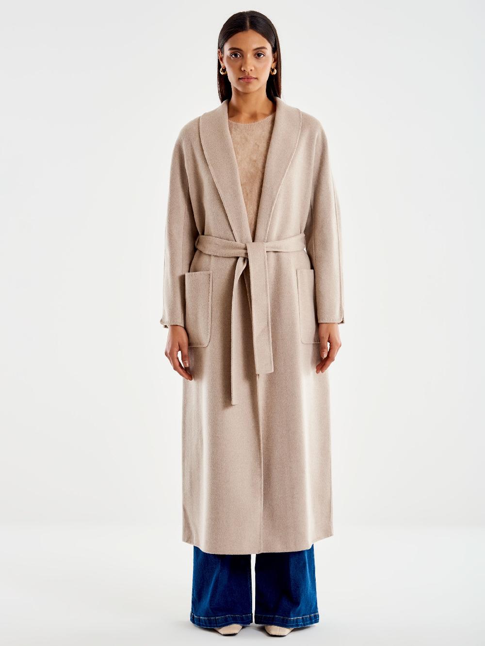 Vicolo Cappotto con Cintura Lungo Beige Prezzo basso