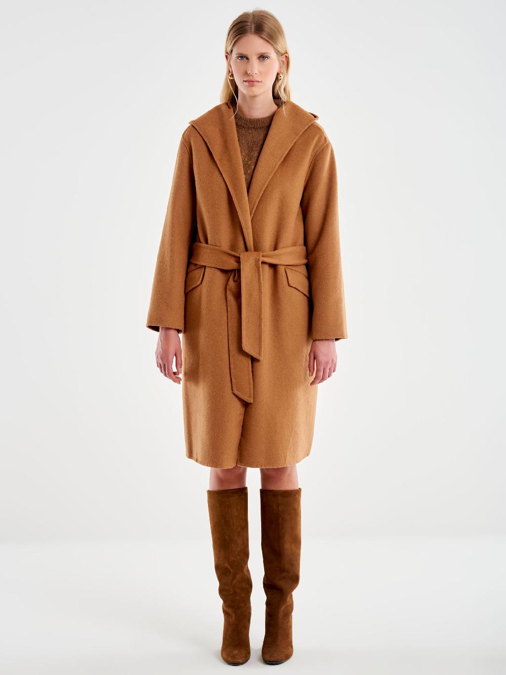 Vicolo Cappotto con Cappuccio Cammello Offerta settimanale