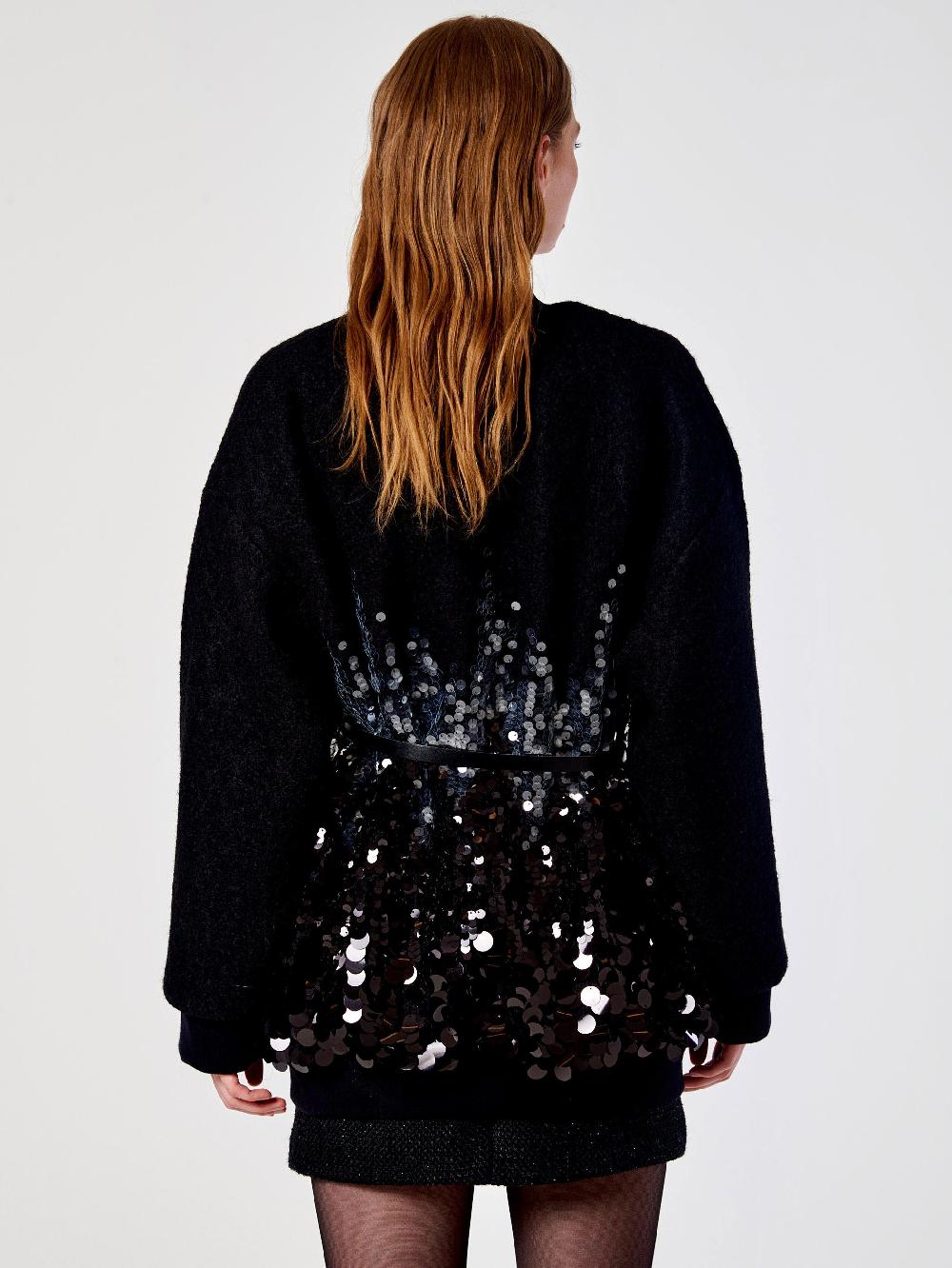 Vicolo Cappotto con Paillettes Nero Latest stili