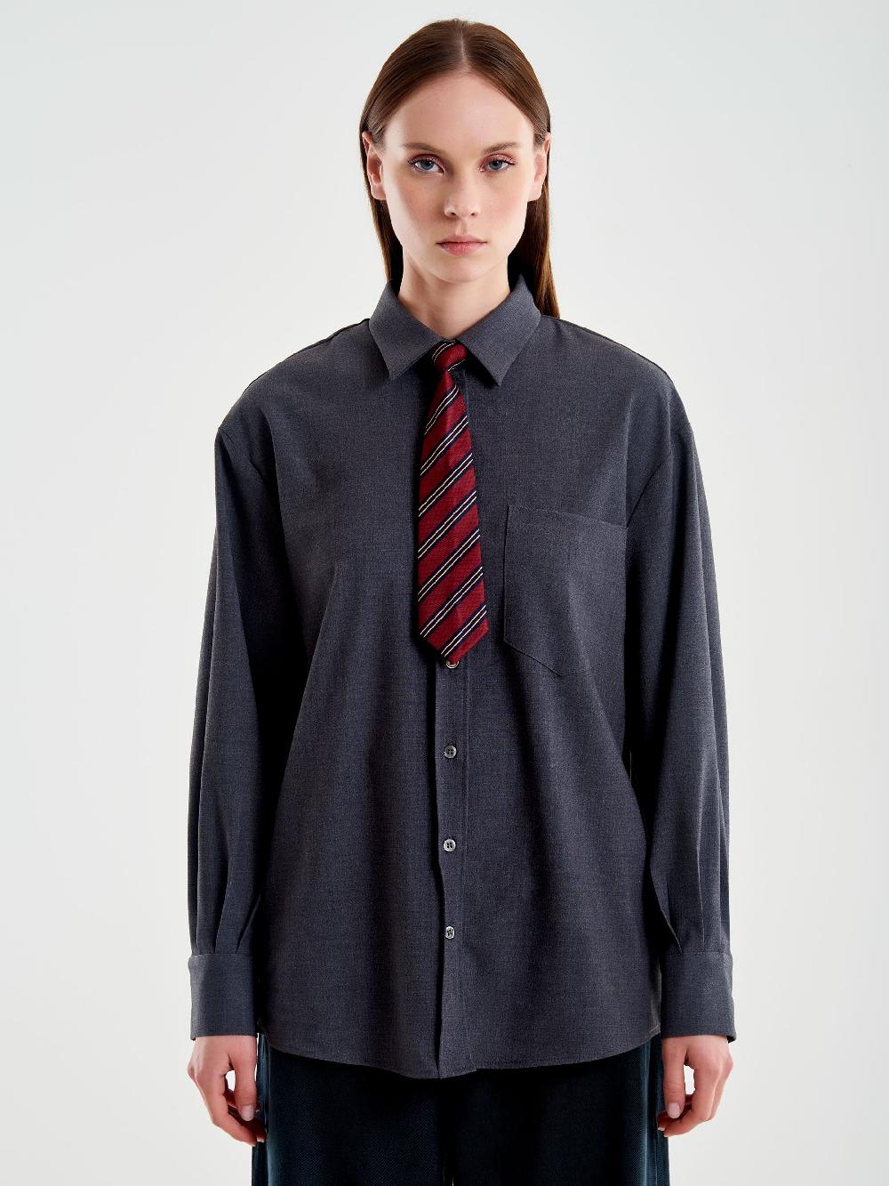 Vicolo Camicia con Cravatta a Righe Grigio Fino al 55% di sconto