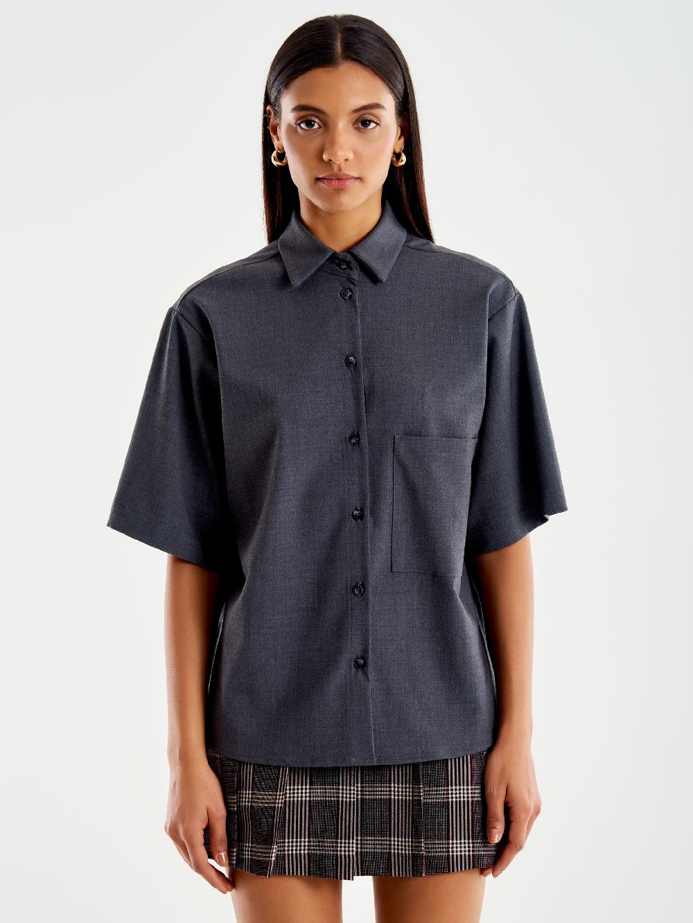 Vicolo Camicia Maniche Corte con Taschina Grigio Discount Store per i nuovi prodotti