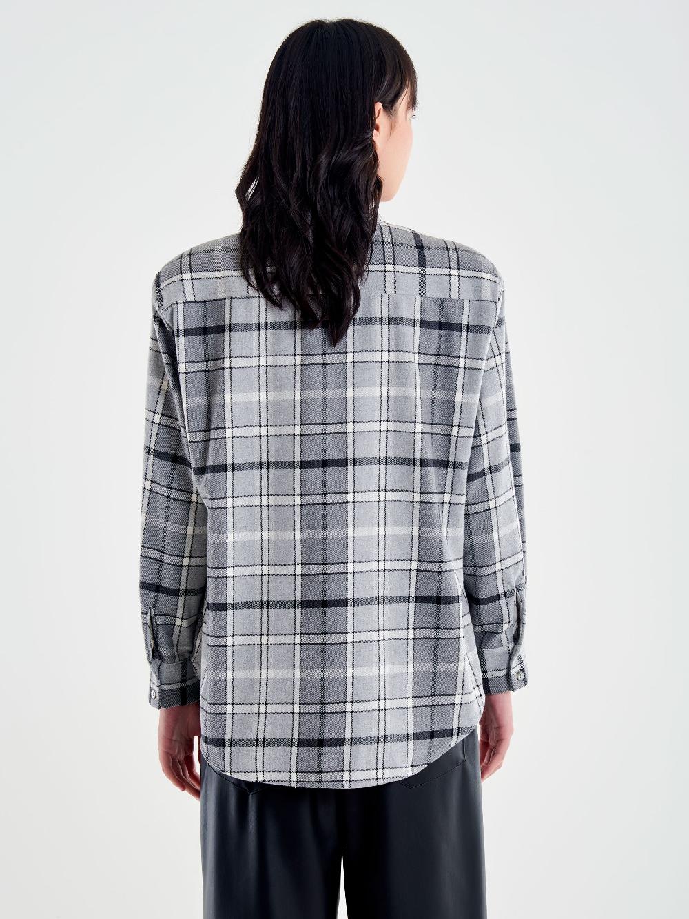Vicolo Camicia Spalle Over Check Grigio Solo un giorno rimasto