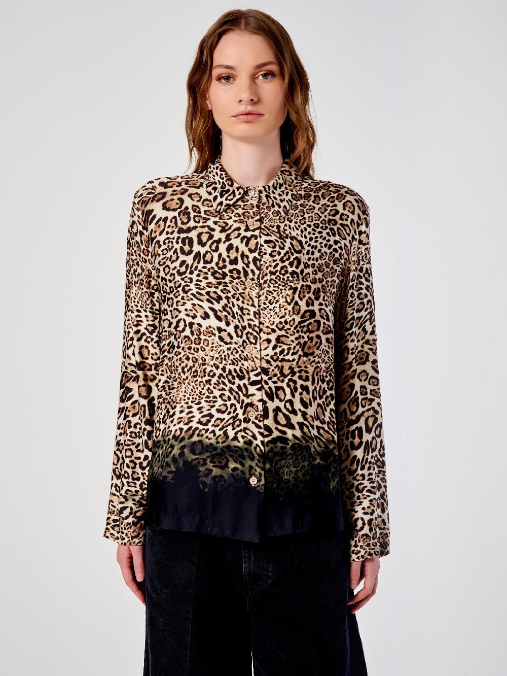 Vicolo Camicia Animalier SfumataBeige Trasporto libero internazionale