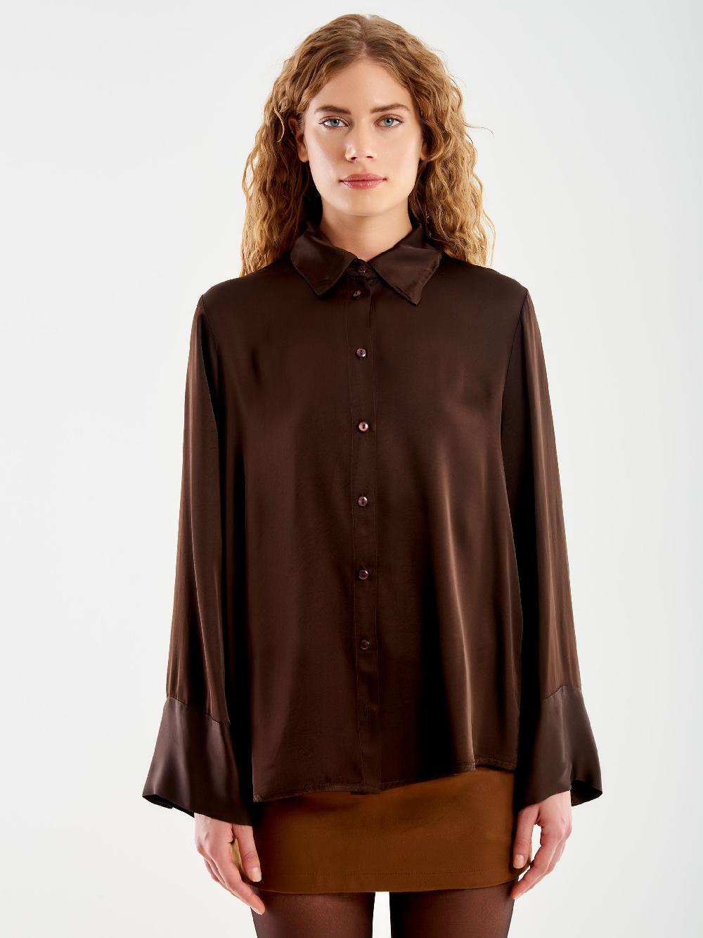 Vicolo Camicia Satin Over Moro Esporta salva
