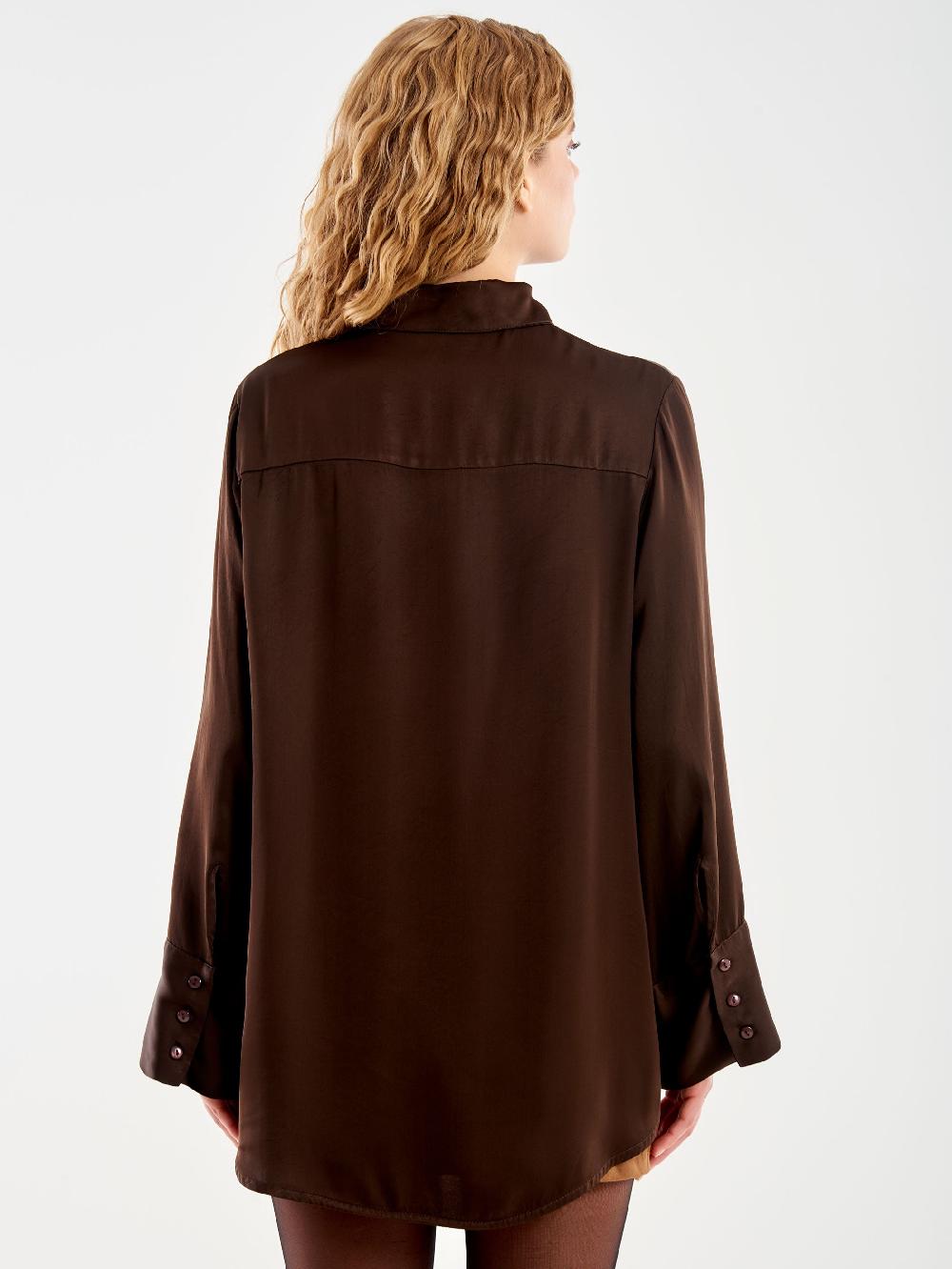 Vicolo Camicia Satin Over Moro Esporta salva