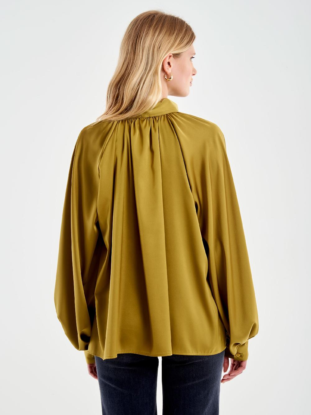 Vicolo Camicia Over Satin con Fiocco Militare Black Friday Prezzi