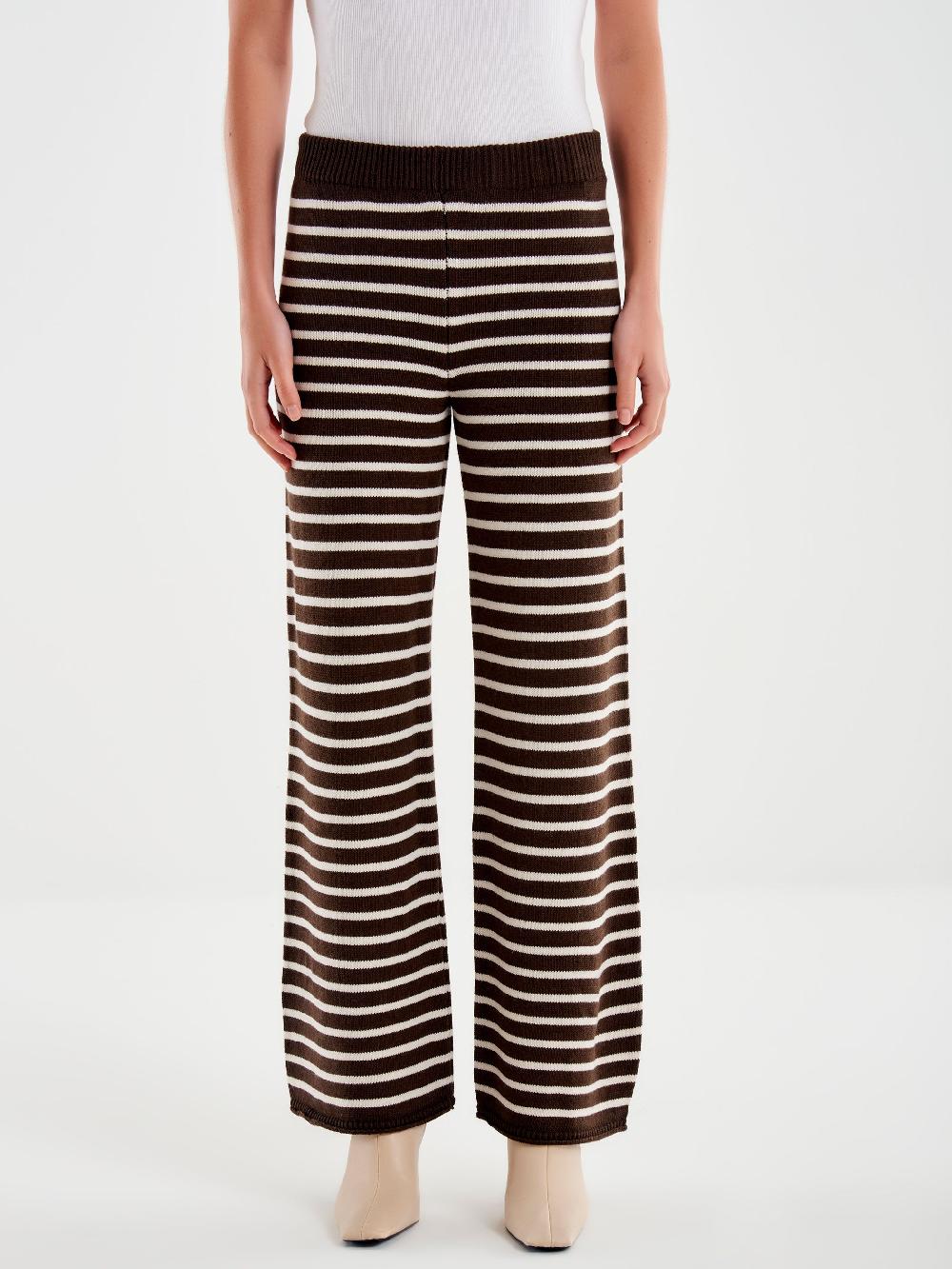 Vicolo Pantaloni in Maglia a righe Marrone Spedizione Gratuita