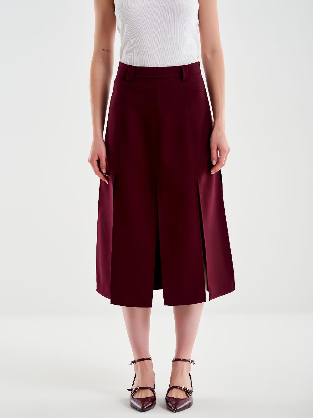 Vicolo Gonna Midi con Spacchi Bordeaux Acquista Ora