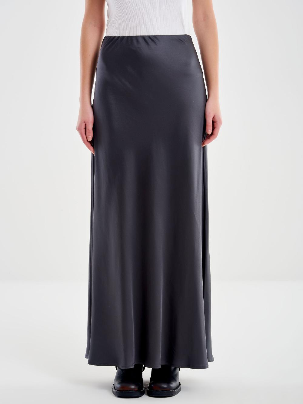 Vicolo Gonna Satin Lunga Grigio Shopping Online