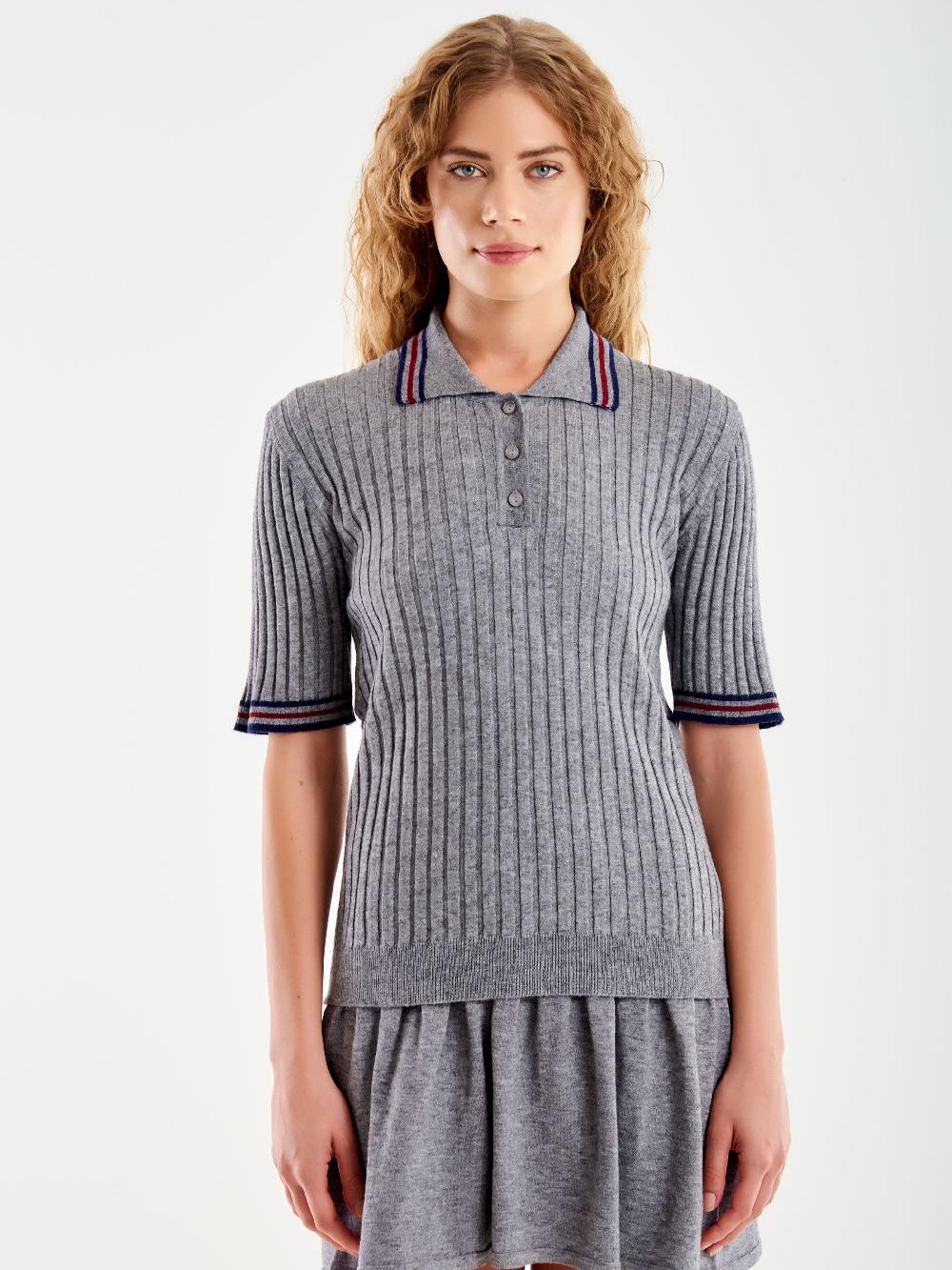 Vicolo Polo in Maglia a Coste Grigio Economico