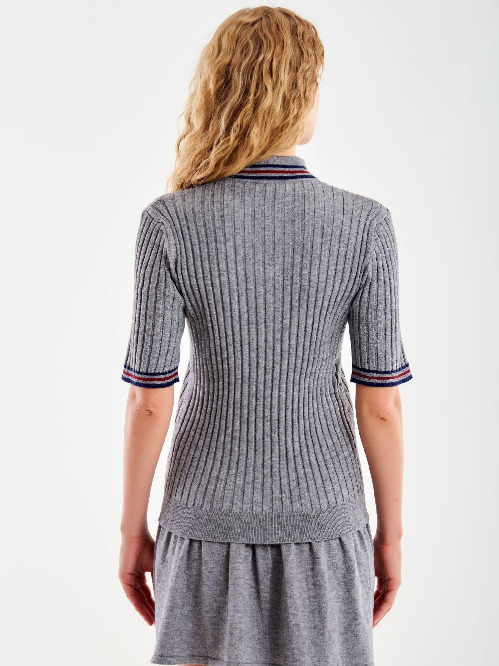 Vicolo Polo in Maglia a Coste Grigio Economico