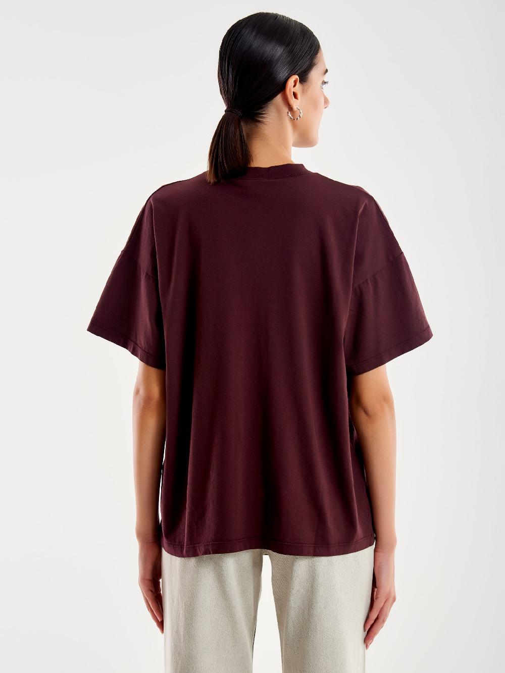 Vicolo T-Shirt Basic Over Bordeaux Online
