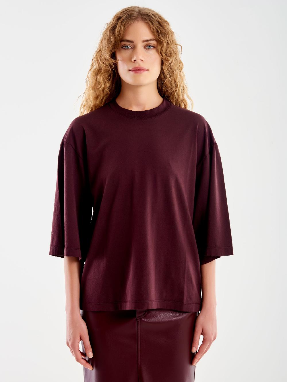 Vicolo T-Shirt Over Maniche Ampia Bordeaux Outlet