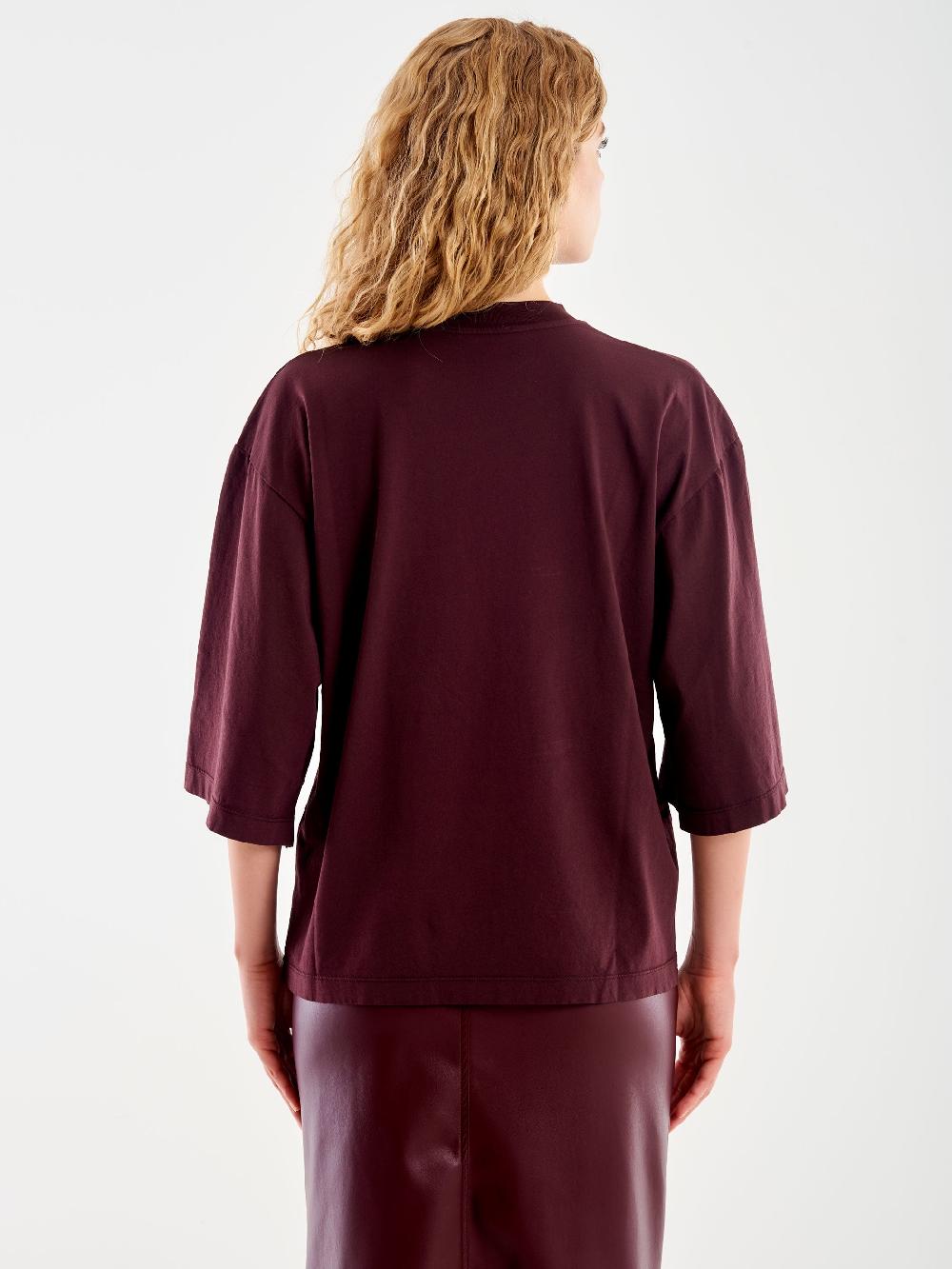 Vicolo T-Shirt Over Maniche Ampia Bordeaux Outlet