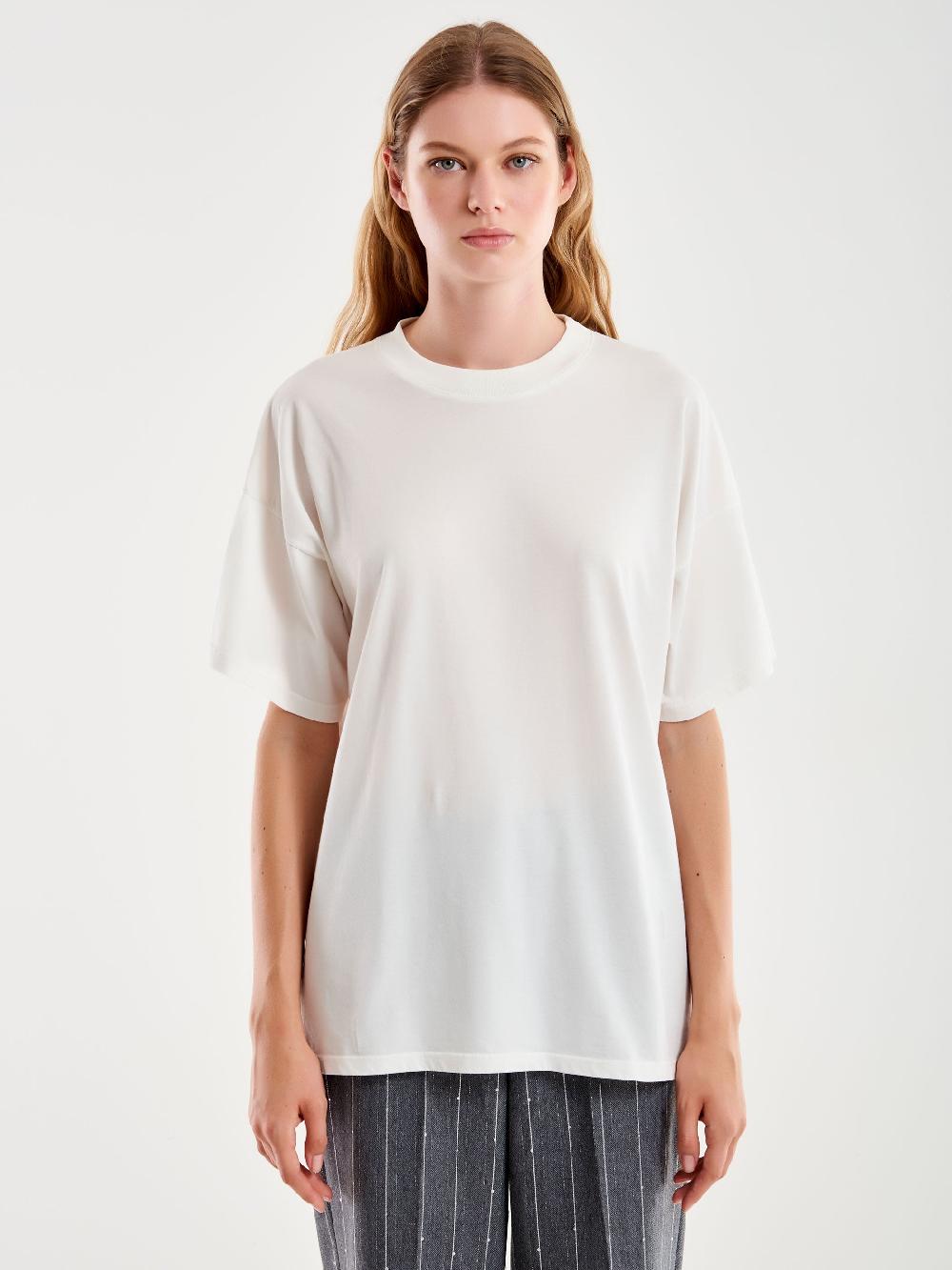 Vicolo T-Shirt Basic Over Bianco Saldi Di Fabbrica