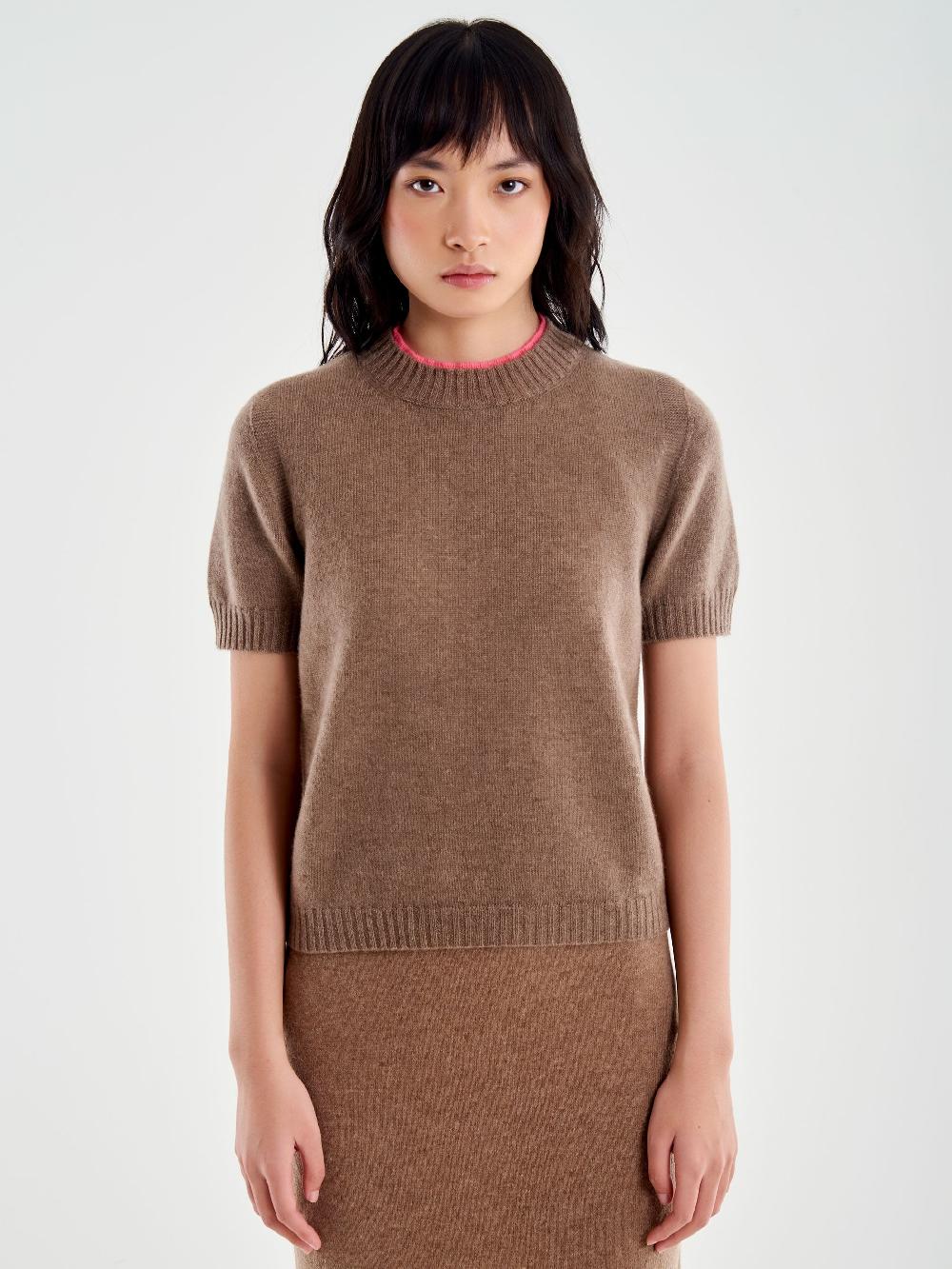 Vicolo Pull Bicolor Misto Cashmere Marrone Offerta speciale