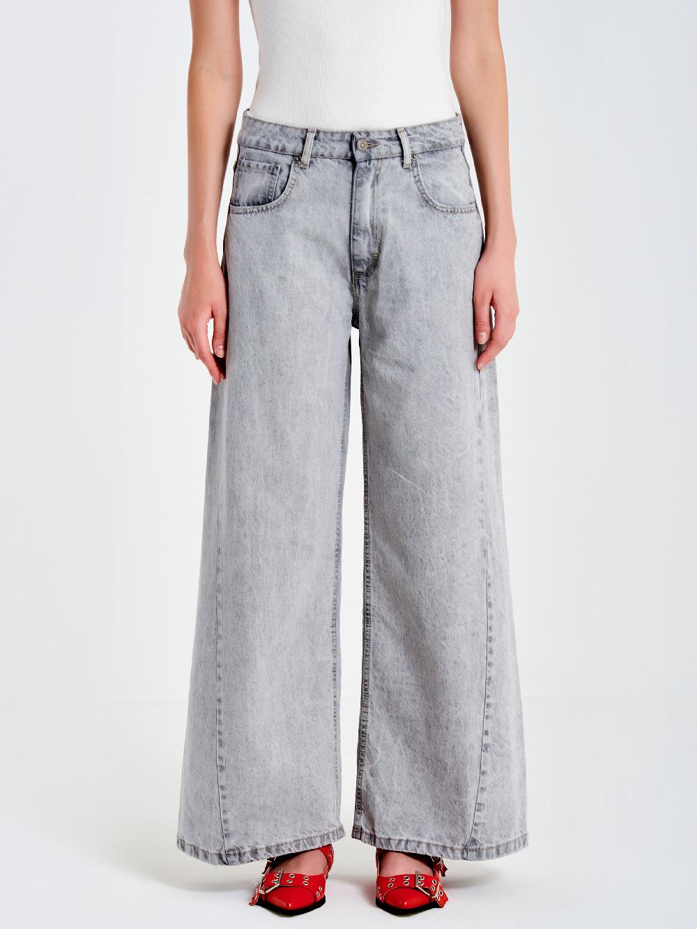 Vicolo Jeans Ampio con Cuciture LateraliGrigio Liquidazione