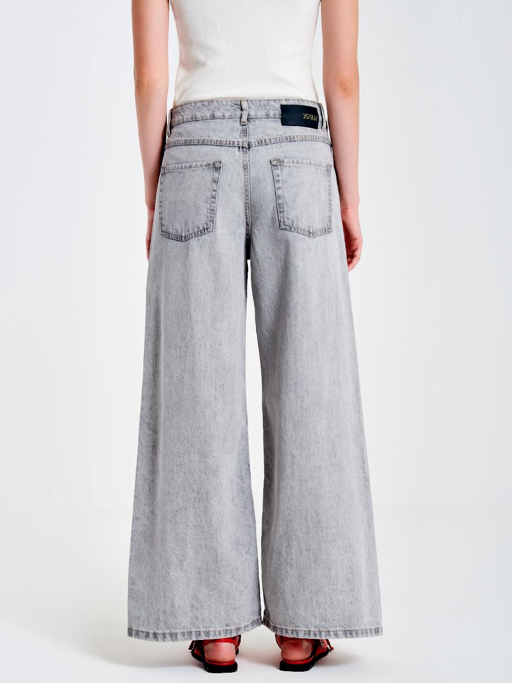 Vicolo Jeans Ampio con Cuciture LateraliGrigio Liquidazione