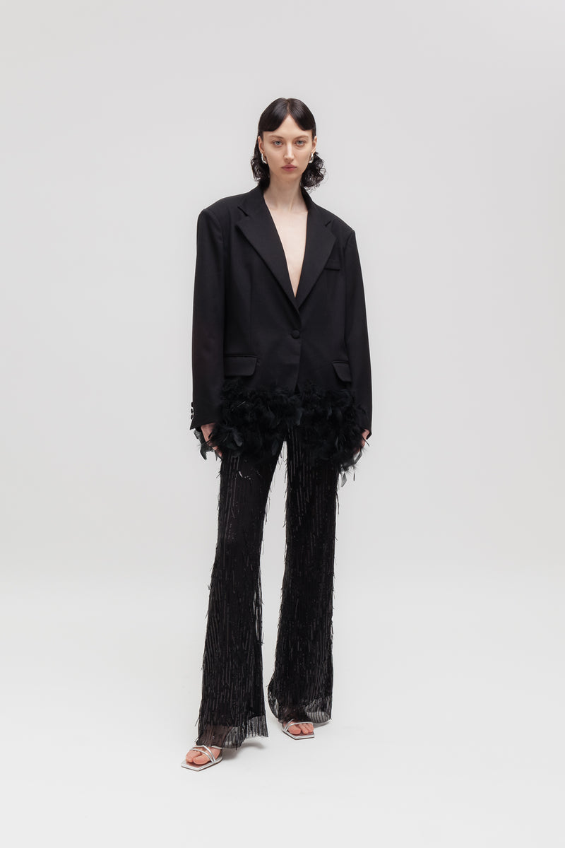 Weili zheng Giacca in gabardina con piume Ritorno libero